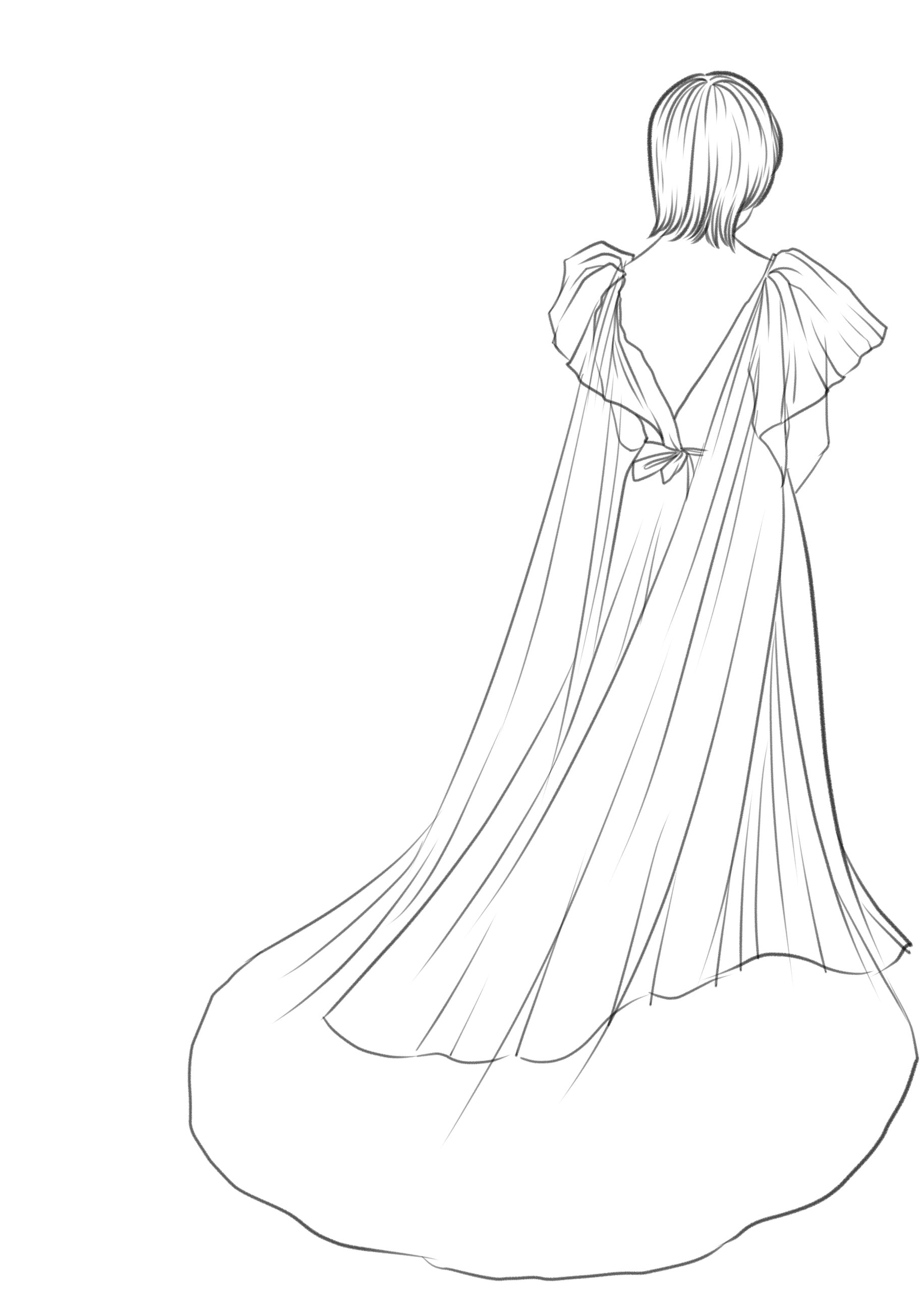 Premium Vector | Abstract bride a girl without a face in a long dress with  a veil continuous one line drawing
