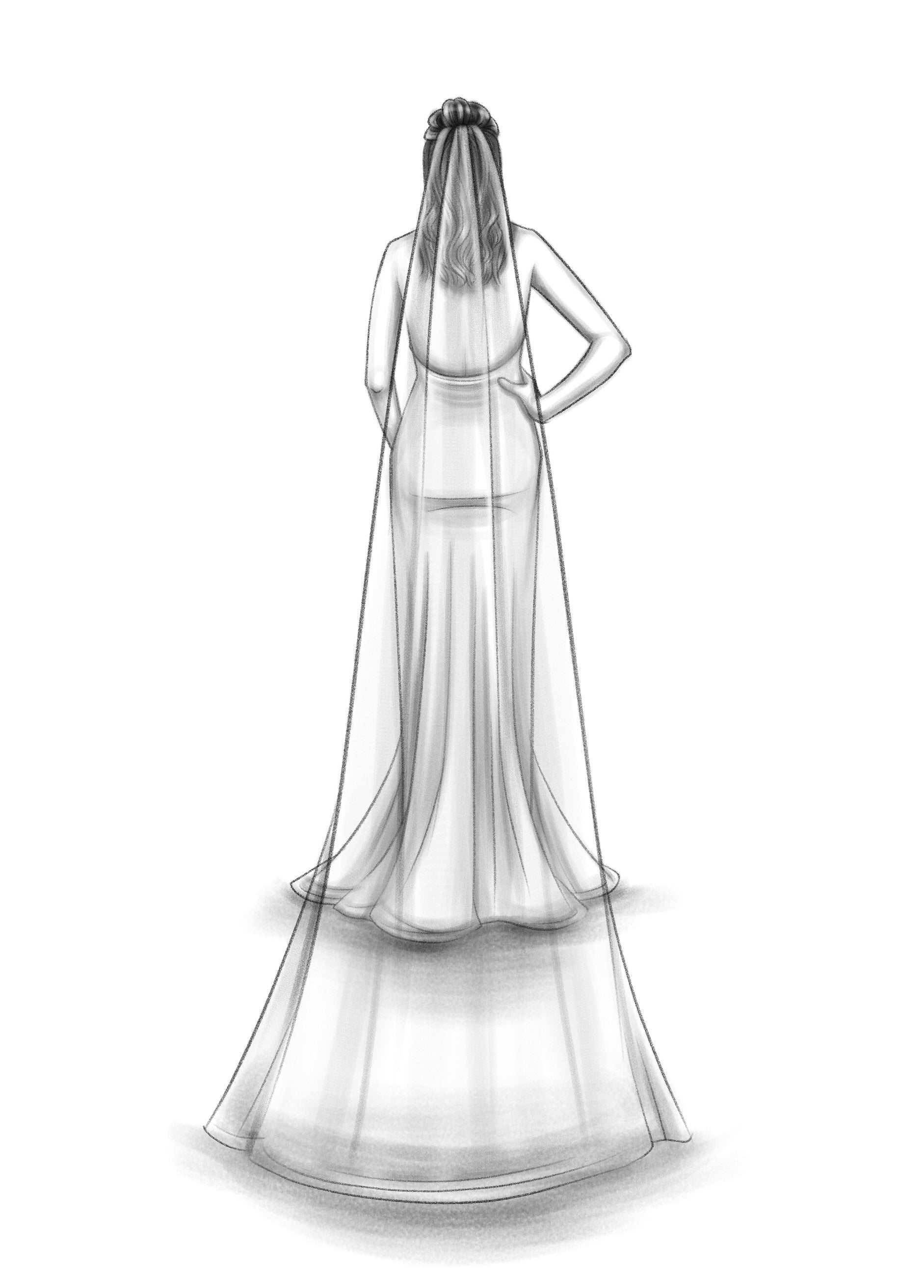 Customized Wedding Veil Sketch - Bridal Keepsake – One Blushing Bride  Custom Wedding Veils
